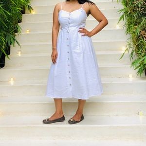 H&M White linen blend dress